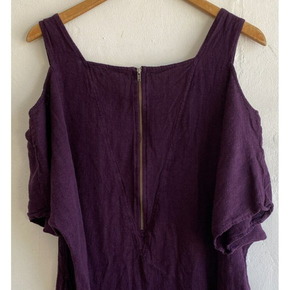 Soft Surroundings Top Emelia 1X Purple Linen Blend Cold Shoulder Lagenlook - Picture 8 of 10